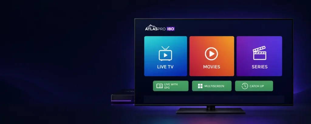 Application Atlas Pro IBO sur Smart TV – Live TV, films et séries